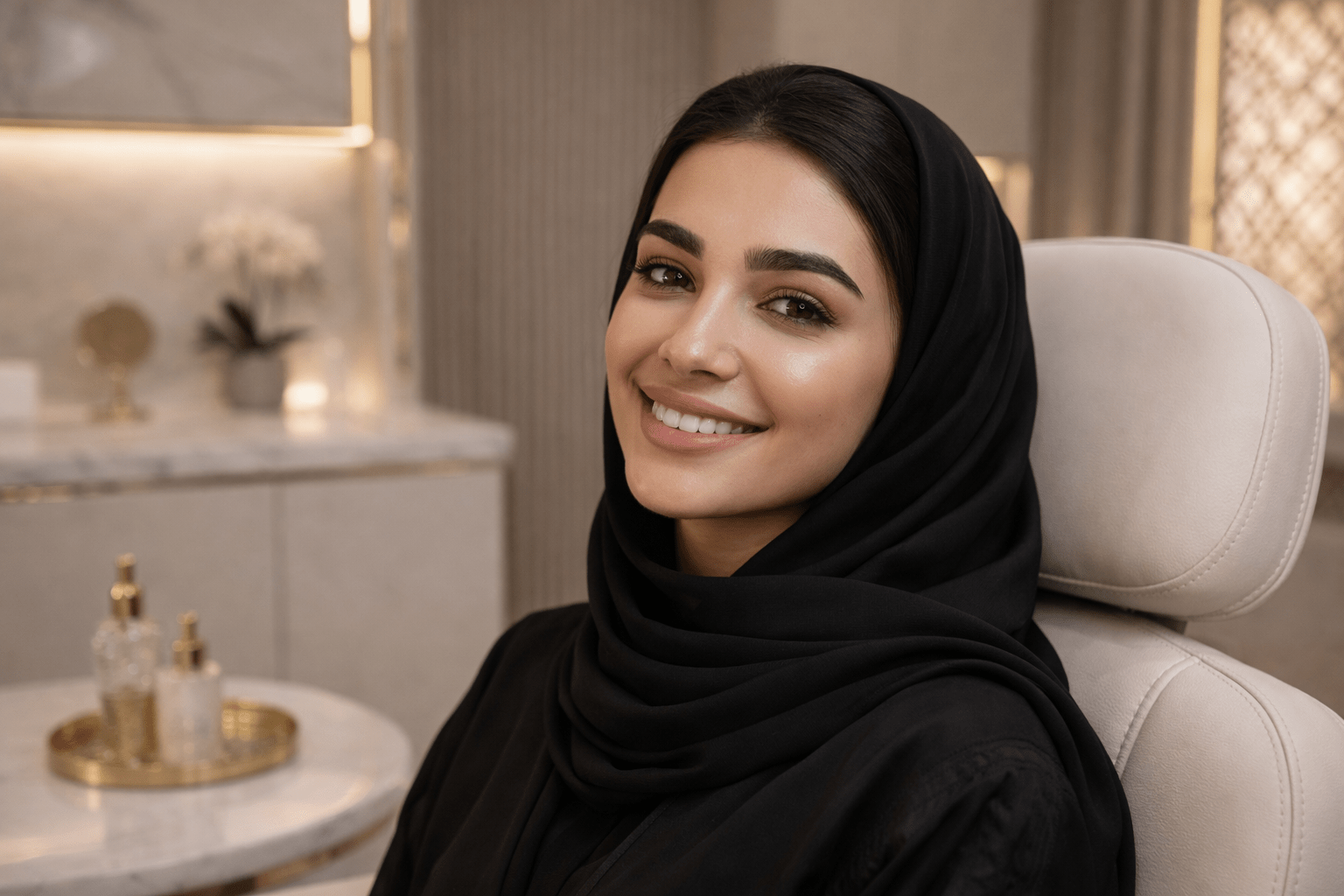 Woman with natural smooth skin after Botox treatment in Riyadh