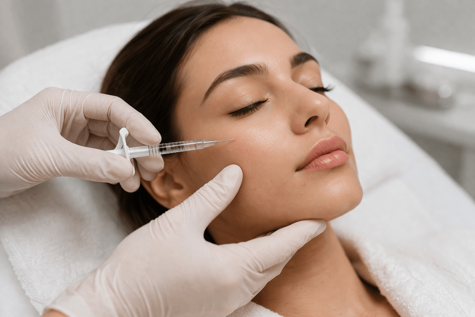 Close-up skin booster injection treatment in Riyadh clinic